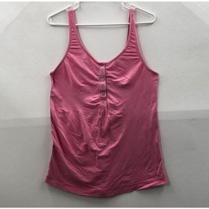 Lululemon Womens Pink Sleeveless  Scoop Neck Buttoned Activewear Tank Top Size 6